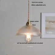 Ribbed Glass Dome Pendant Light