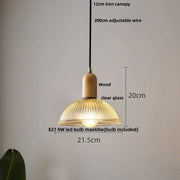 Ribbed Glass Dome Pendant Light