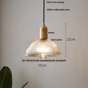 Ribbed Glass Dome Pendant Light