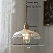 Ribbed Glass Dome Pendant Light