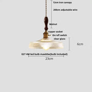 Ribbed Glass Dome Pendant Light