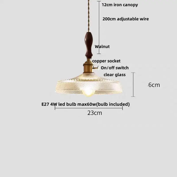 Ribbed Glass Dome Pendant Light