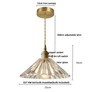Ribbed Glass Dome Pendant Light