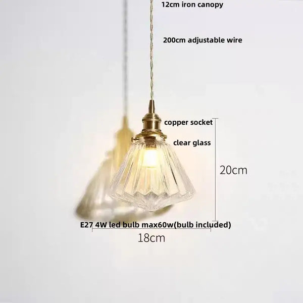 Ribbed Glass Dome Pendant Light