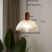 Ribbed Glass Dome Pendant Light