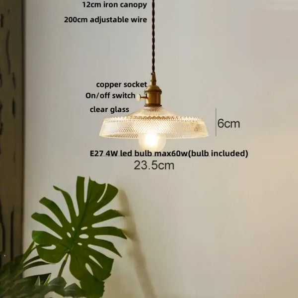 Ribbed Glass Dome Pendant Light