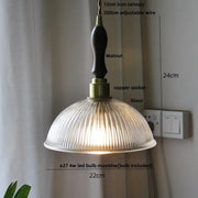 Ribbed Glass Dome Pendant Light