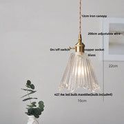 Ribbed Glass Dome Pendant Light