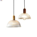 Ribbed Glass Dome Pendant Light