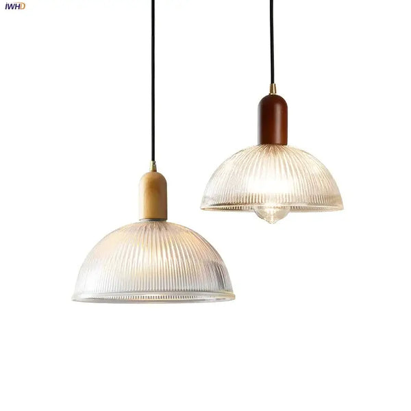 Ribbed Glass Dome Pendant Light