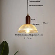 Ribbed Glass Dome Pendant Light