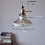 Ribbed Glass Dome Pendant Light