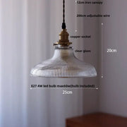 Ribbed Glass Dome Pendant Light