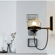 Retro Glass Globe Wall Sconce, Black or Gold