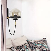 Retro Glass Globe Wall Sconce, Black or Gold