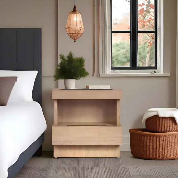 Oak Finish Wood Nightstand