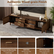 Walnut Wood-Grain Slatted TV Stand, 78 in
