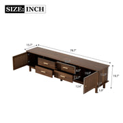 Walnut Wood-Grain Slatted TV Stand, 78 in