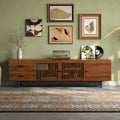 Walnut Media Console with Slatted Doors, 78 in