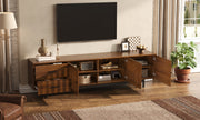 Walnut Media Console with Slatted Doors, 78 in