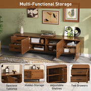 Walnut Media Console with Slatted Doors, 78 in
