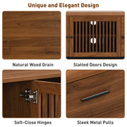 Walnut Media Console with Slatted Doors, 78 in