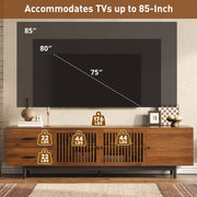 Walnut Media Console with Slatted Doors, 78 in