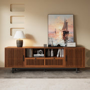 Walnut Slatted TV Stand, 78 in Wide