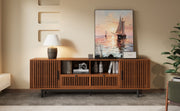 Walnut Slatted TV Stand, 78 in Wide