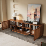 Walnut Slatted TV Stand, 78 in Wide