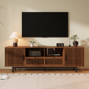 Walnut Slatted TV Stand, 78 in Wide
