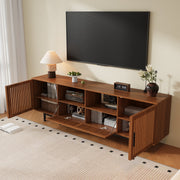 Walnut Slatted TV Stand, 78 in Wide