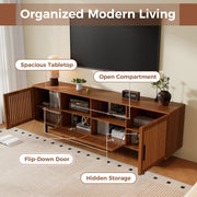 Walnut Slatted TV Stand, 78 in Wide
