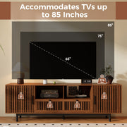 Walnut Slatted TV Stand, 78 in Wide
