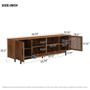 Walnut Slatted TV Stand, 78 in Wide