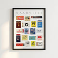 Nashville Matchbook Framed Print — Framed matchbook art celebrating Nashville's iconic bars and dining spots