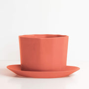 Oval Porcelain Planter with Catchall Tray — back and side profile detail