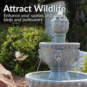 Lion Head Three-Tier Outdoor Fountain