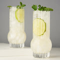 Art Deco Ribbed Crystal Highball Glass Set