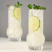 Art Deco Ribbed Crystal Highball Glass Set