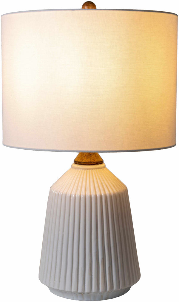 Fluted Ceramic Table Lamp — alternate color temperature setting