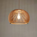 Slatted Wood Dome Pendant Light