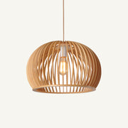 Slatted Wood Dome Pendant Light