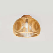 Slatted Wood Dome Pendant Light
