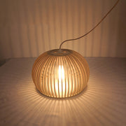 Slatted Wood Dome Pendant Light