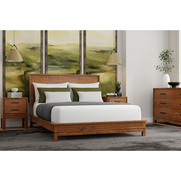 Honey Maple Wood Platform Bed