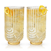 Art Deco Ribbed Crystal Highball Set