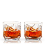 Art Deco Crystal Lowball Tumbler Set