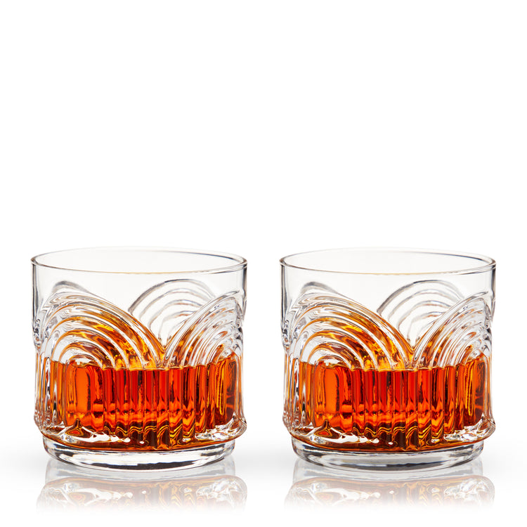 Art Deco Crystal Lowball Tumbler Set