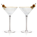 Gold-Rim Ribbed Crystal Martini Glass Set